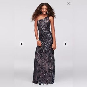 Elegant Black Sequin One-Shoulder Dress